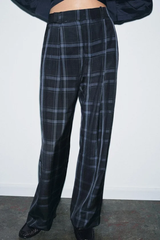 БРЮКИ WIDE-LEG В КЛЕТКУ — ZW COLLECTION