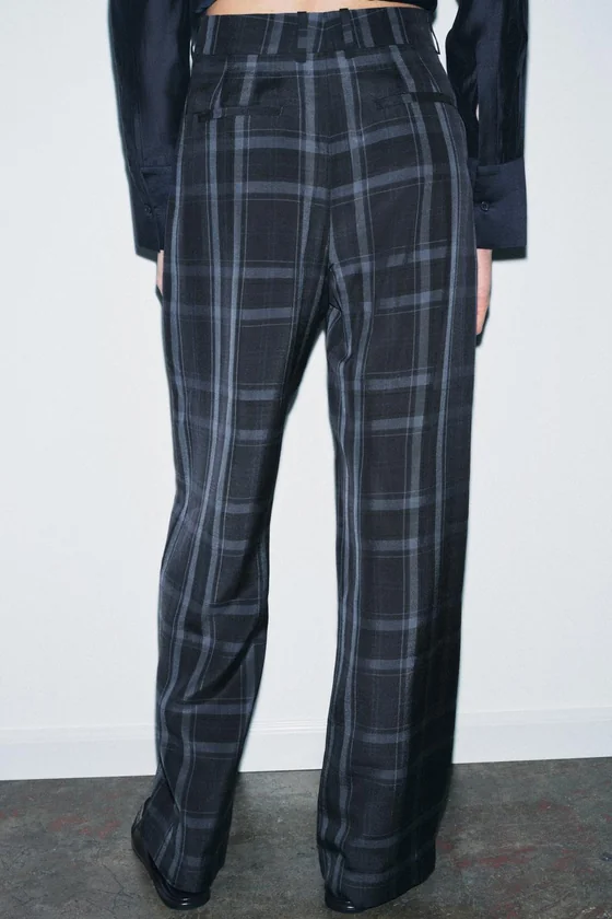 БРЮКИ WIDE-LEG В КЛЕТКУ — ZW COLLECTION