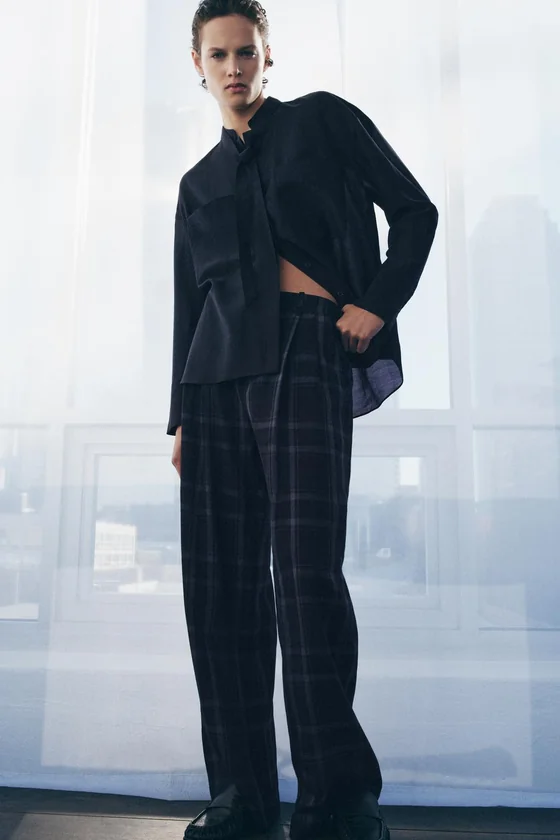 БРЮКИ WIDE-LEG В КЛЕТКУ — ZW COLLECTION