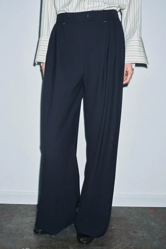 БРЮКИ WIDE LEG С ЗАЩИПАМИ — ZW COLLECTION