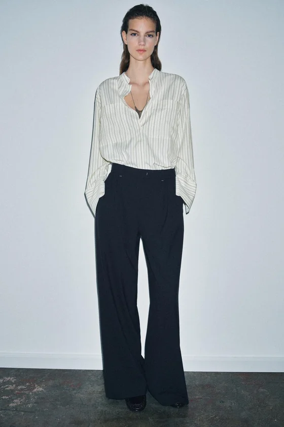 БРЮКИ WIDE LEG С ЗАЩИПАМИ — ZW COLLECTION
