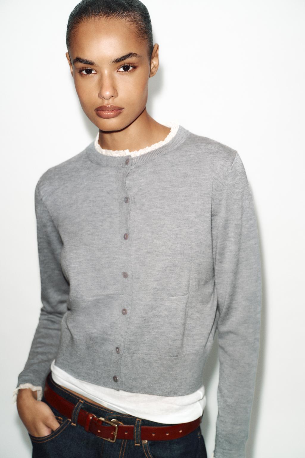 КАРДИГАН С КРУЖЕВНОЙ ОТДЕЛКОЙ