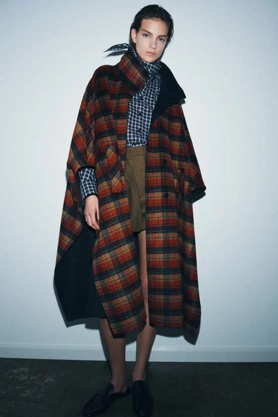 НАКИДКА В КЛЕТКУ ИЗ ШЕРСТИ, ZW COLLECTION, ЛИМИТИРОВАННАЯ СЕРИЯ