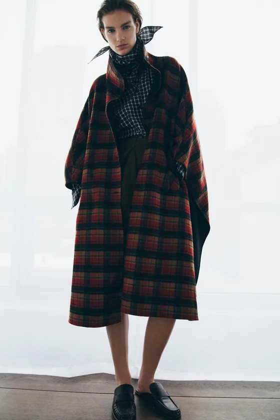 НАКИДКА В КЛЕТКУ ИЗ ШЕРСТИ, ZW COLLECTION, ЛИМИТИРОВАННАЯ СЕРИЯ