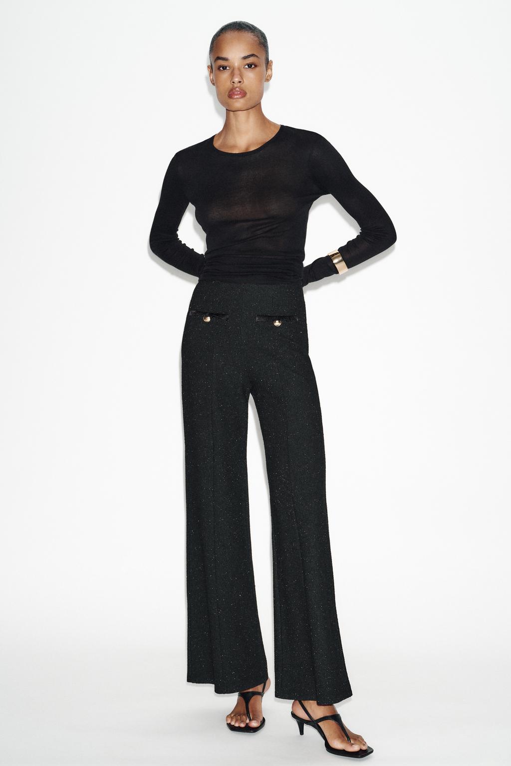 БРЮКИ ИЗ БУКЛЕ С МЕТАЛЛИЗИРОВАННОЙ НИТЬЮ