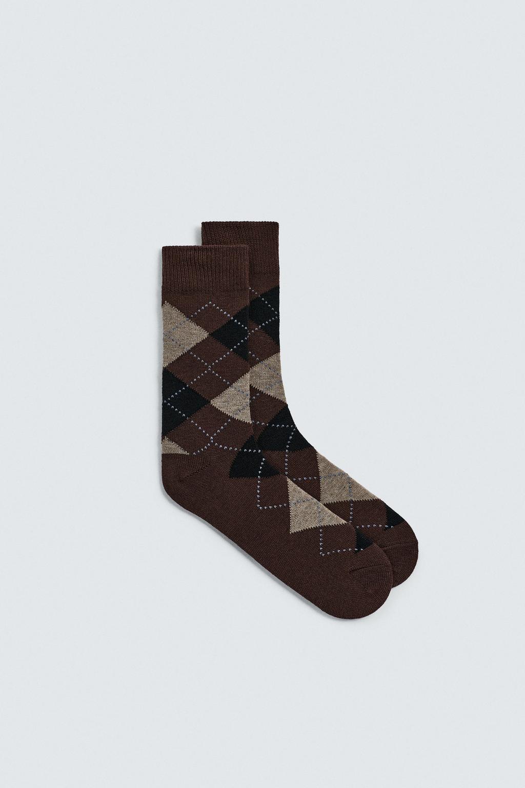 НОСКИ В РОМБ С ШЕРСТЬЮ