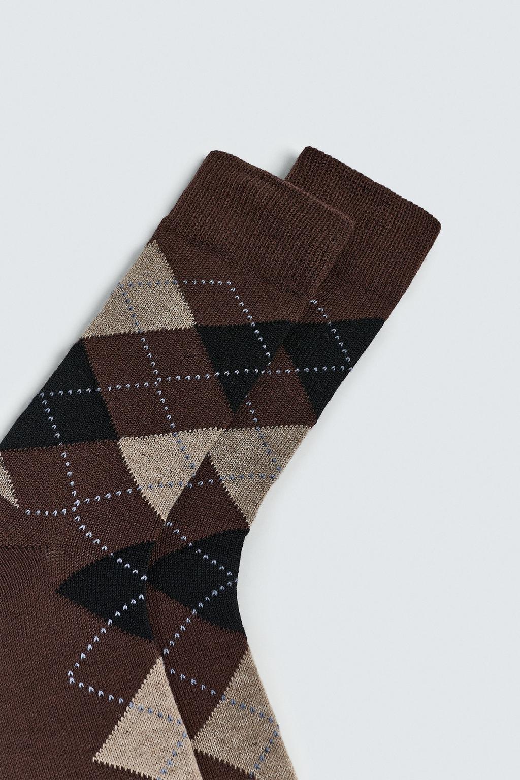 НОСКИ В РОМБ С ШЕРСТЬЮ