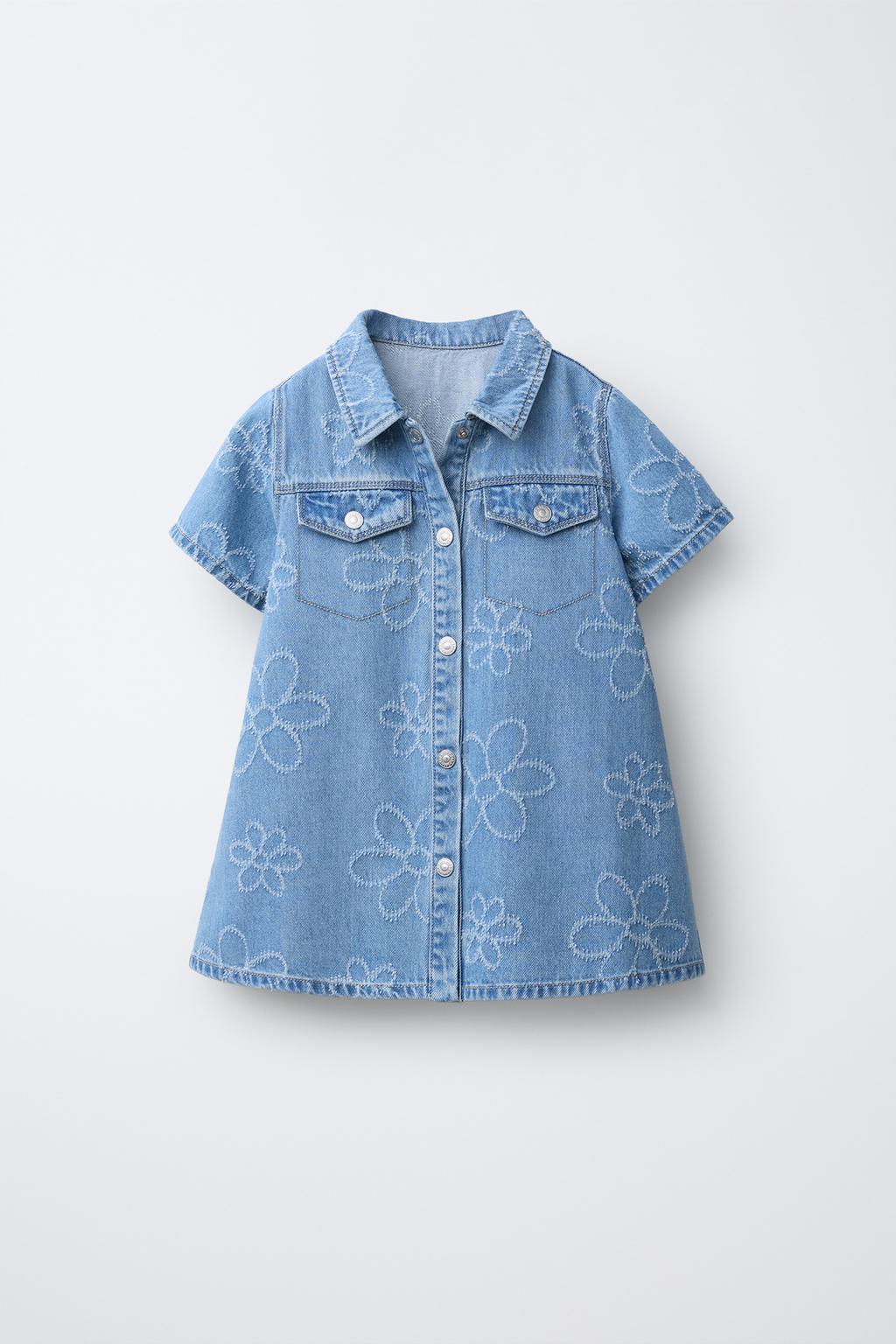 ДЖИНСОВОЕ ПЛАТЬЕ С ЦВЕТОЧНЫМ УЗОРОМ