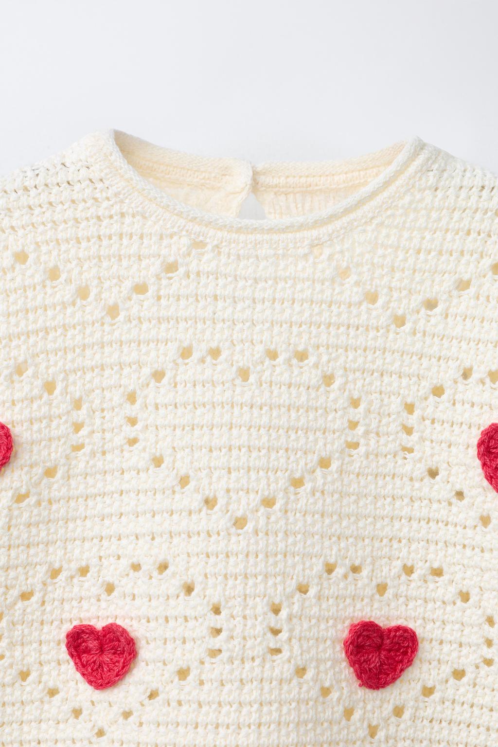 СВИТЕР ИЗ КРУЖЕВА КРОШЕ С УЗОРОМ «СЕРДЦА»