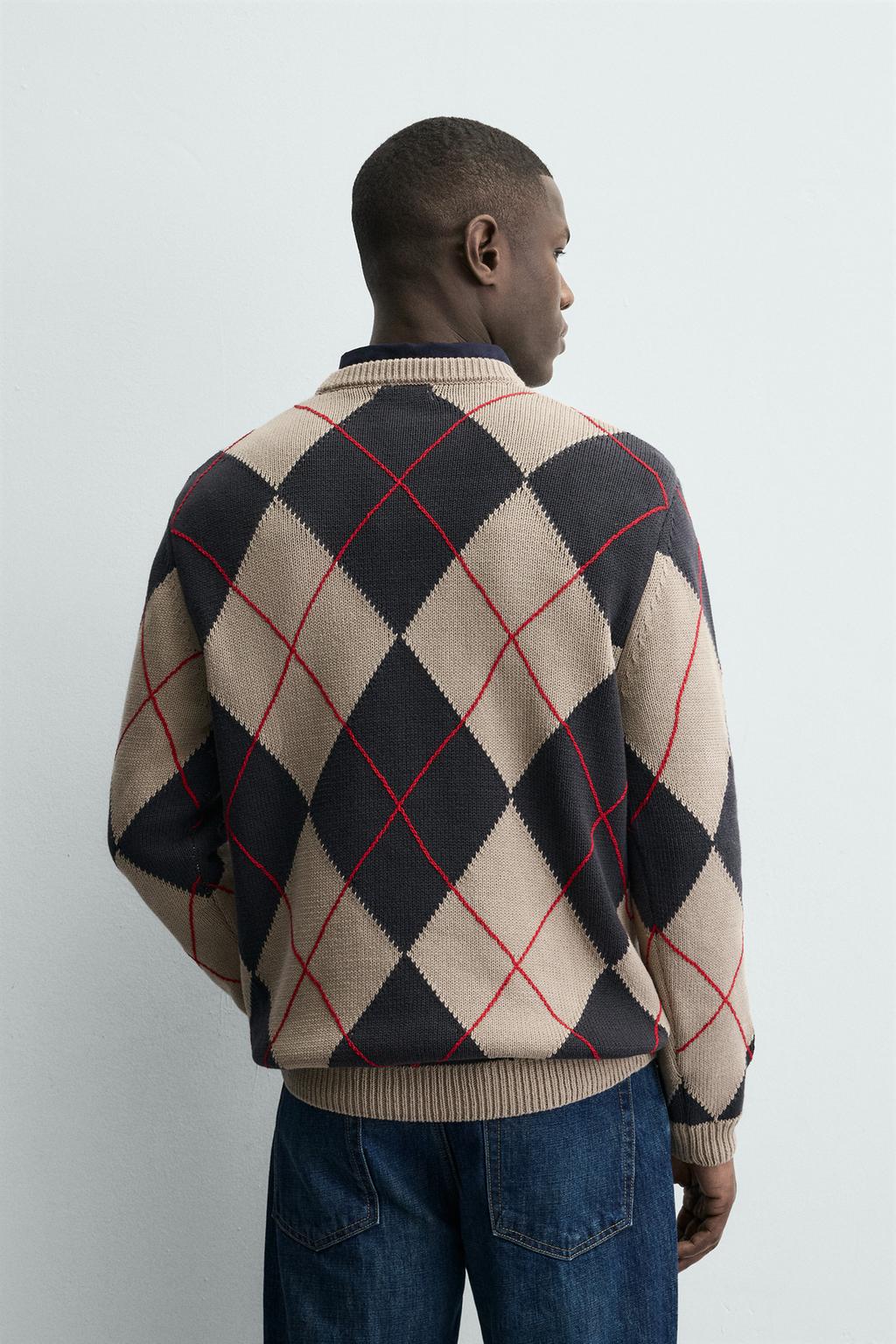 ЖАККАРДОВЫЙ СВИТЕР С УЗОРОМ «РОМБЫ»