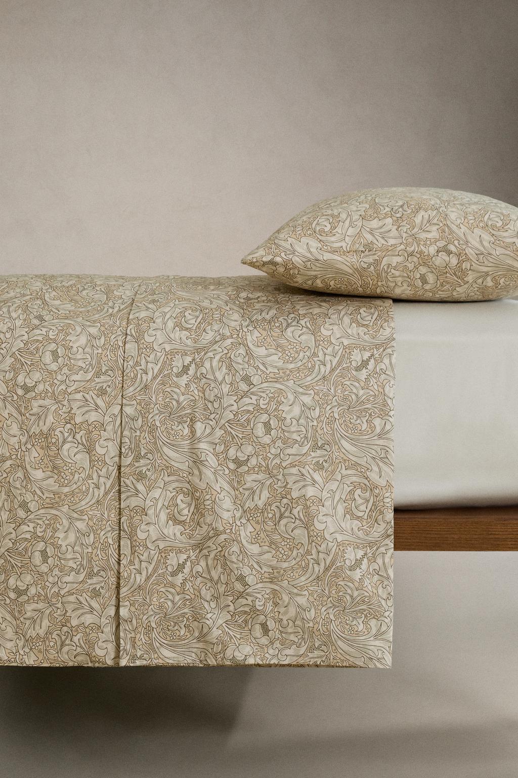 Простынь из хлопкового сатина с цветочным узором от morris & co.