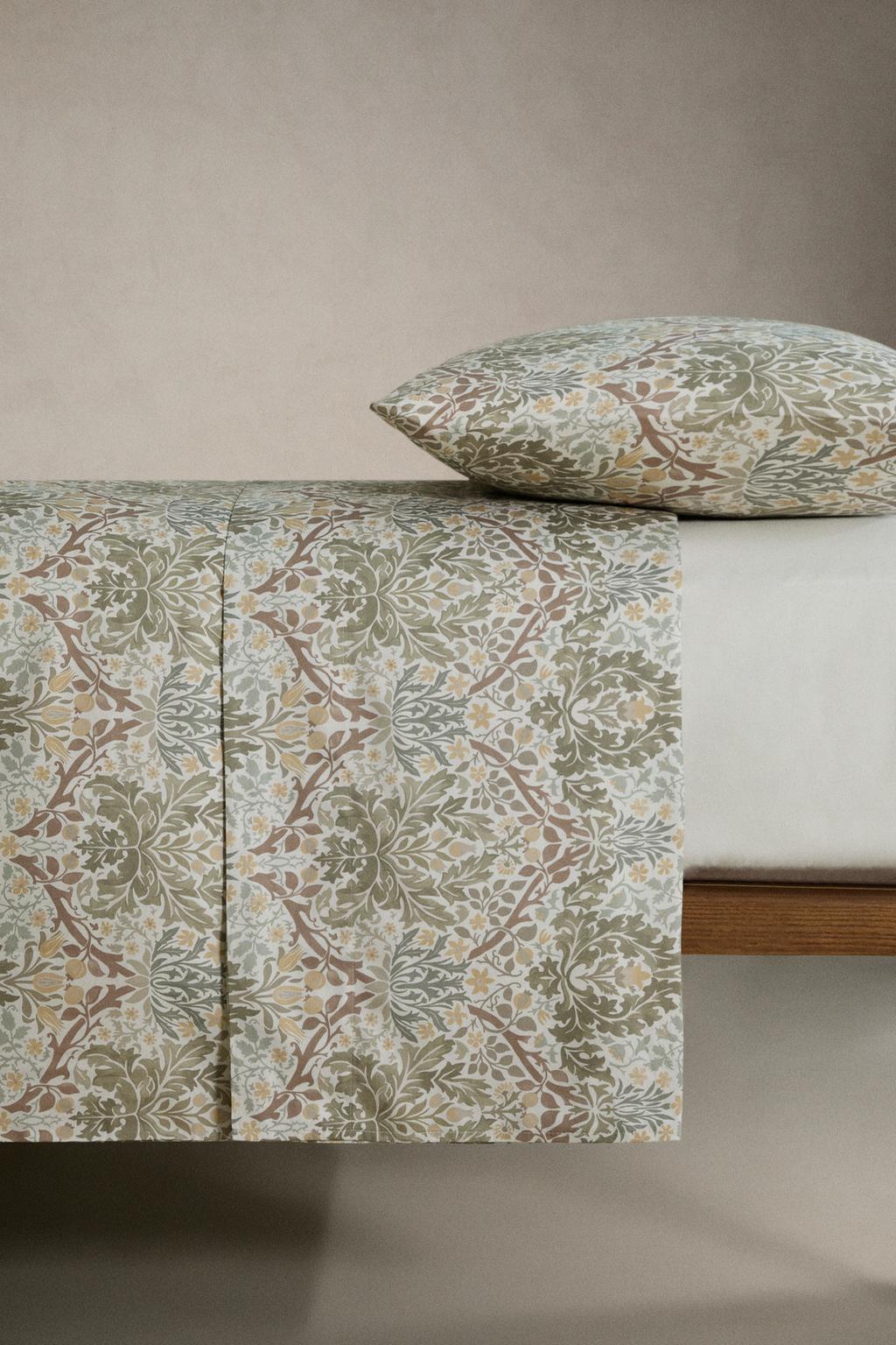 Покрывало из хлопка с сатиновой отделкой morris & co. leaves