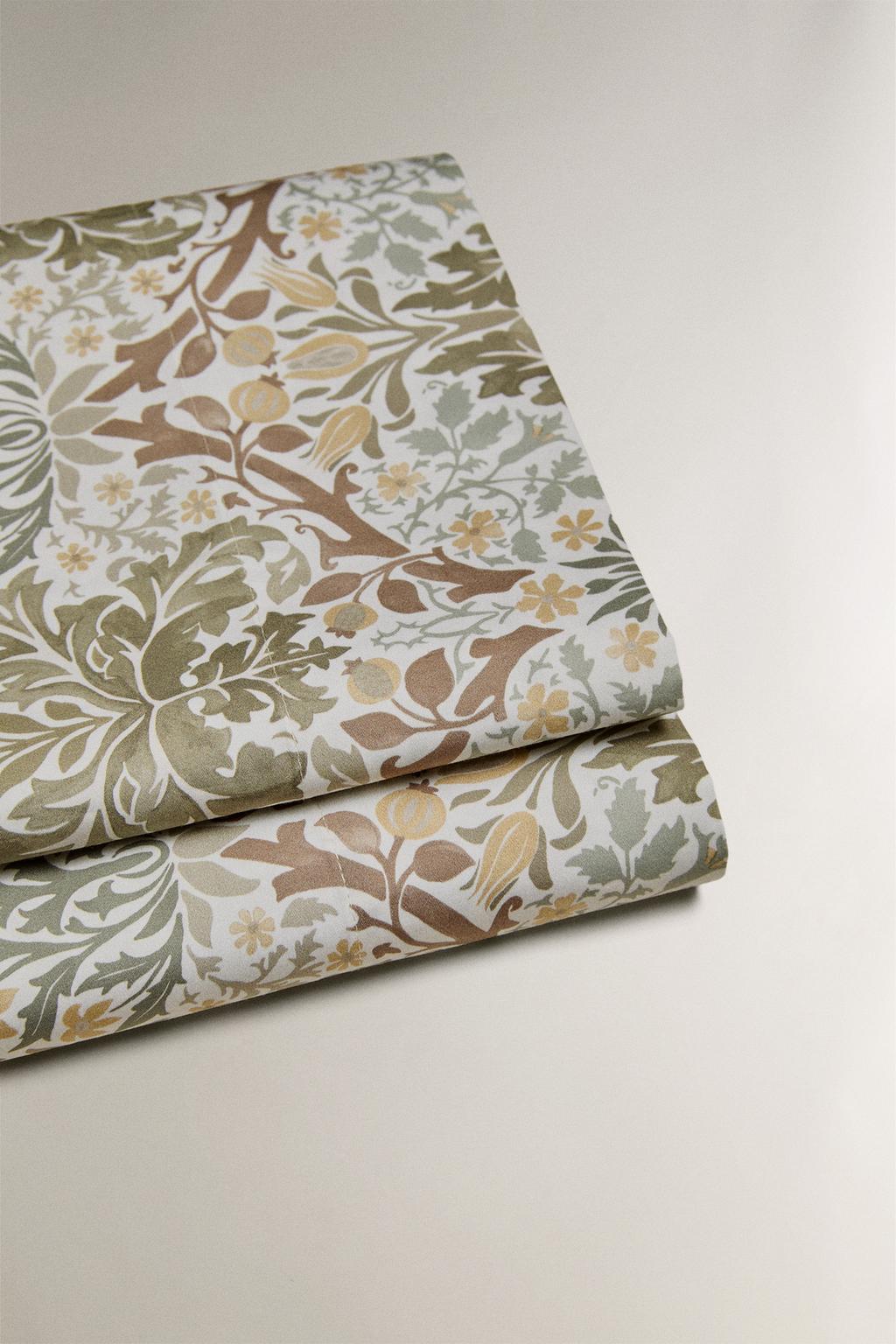 Простыня из хлопкового сатина morris & co. leaves