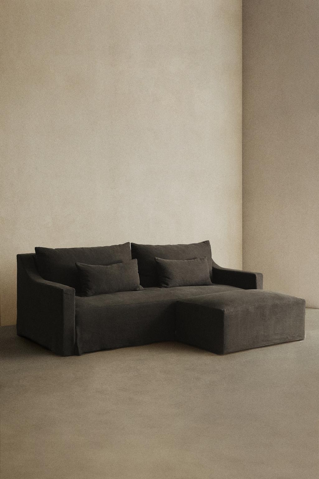 Диван с съемным чехлом из выстиранного льна