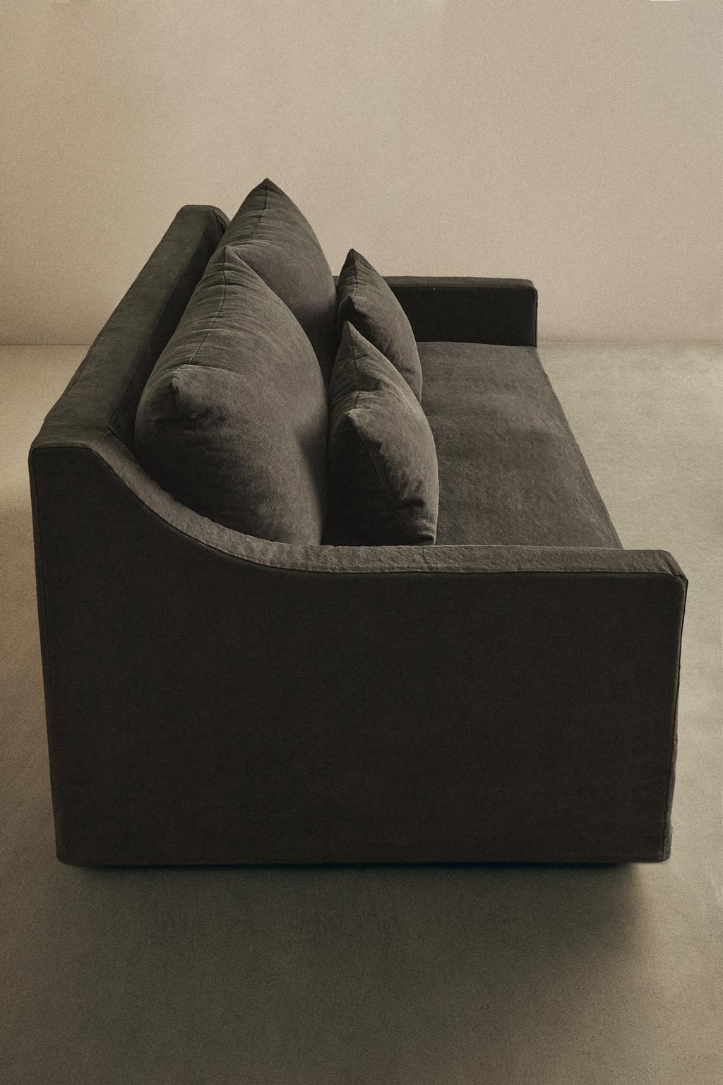 Диван с съемным чехлом из выстиранного льна