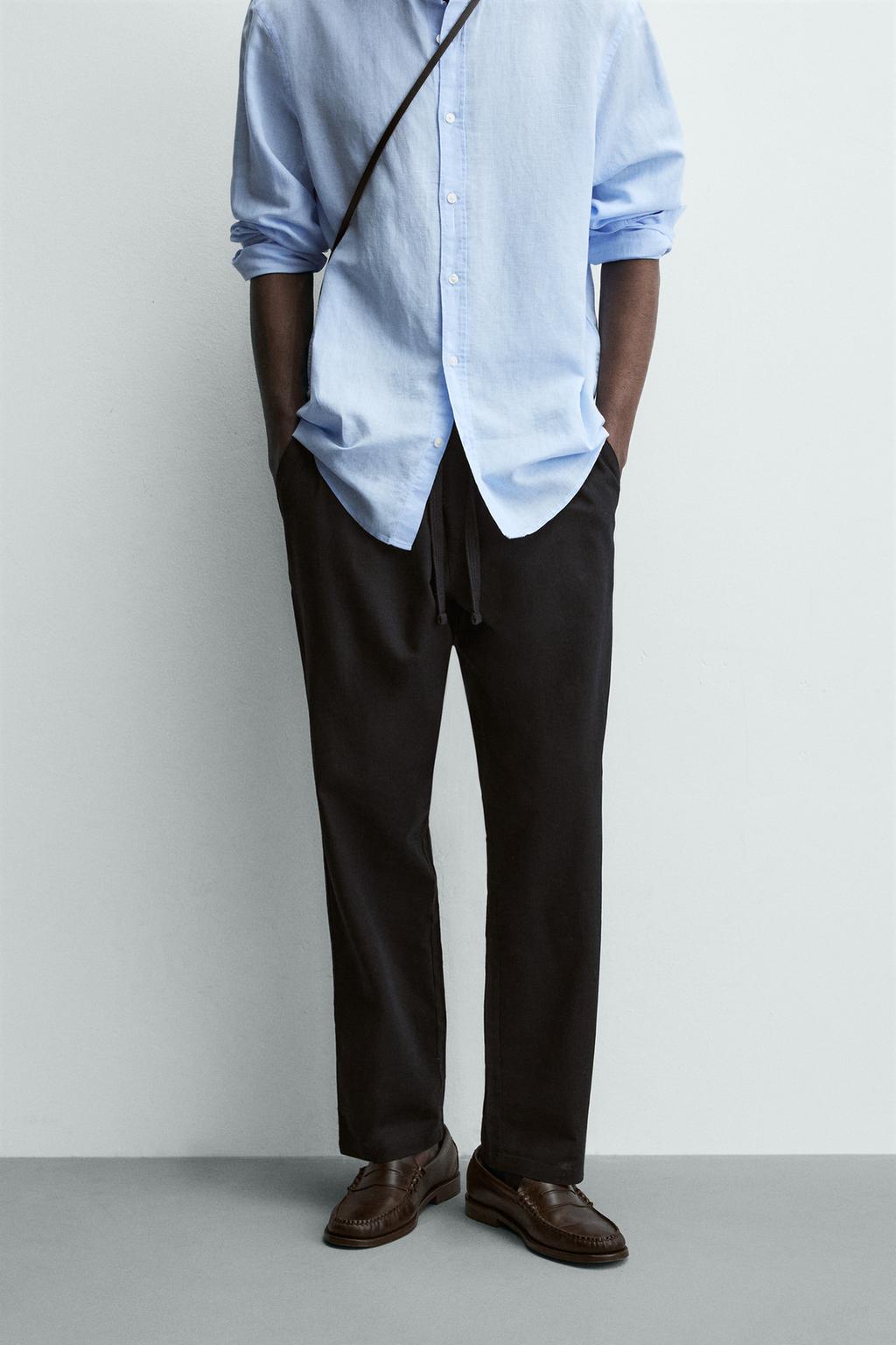 Хлопково-ленщиковые брюки свободного кроя