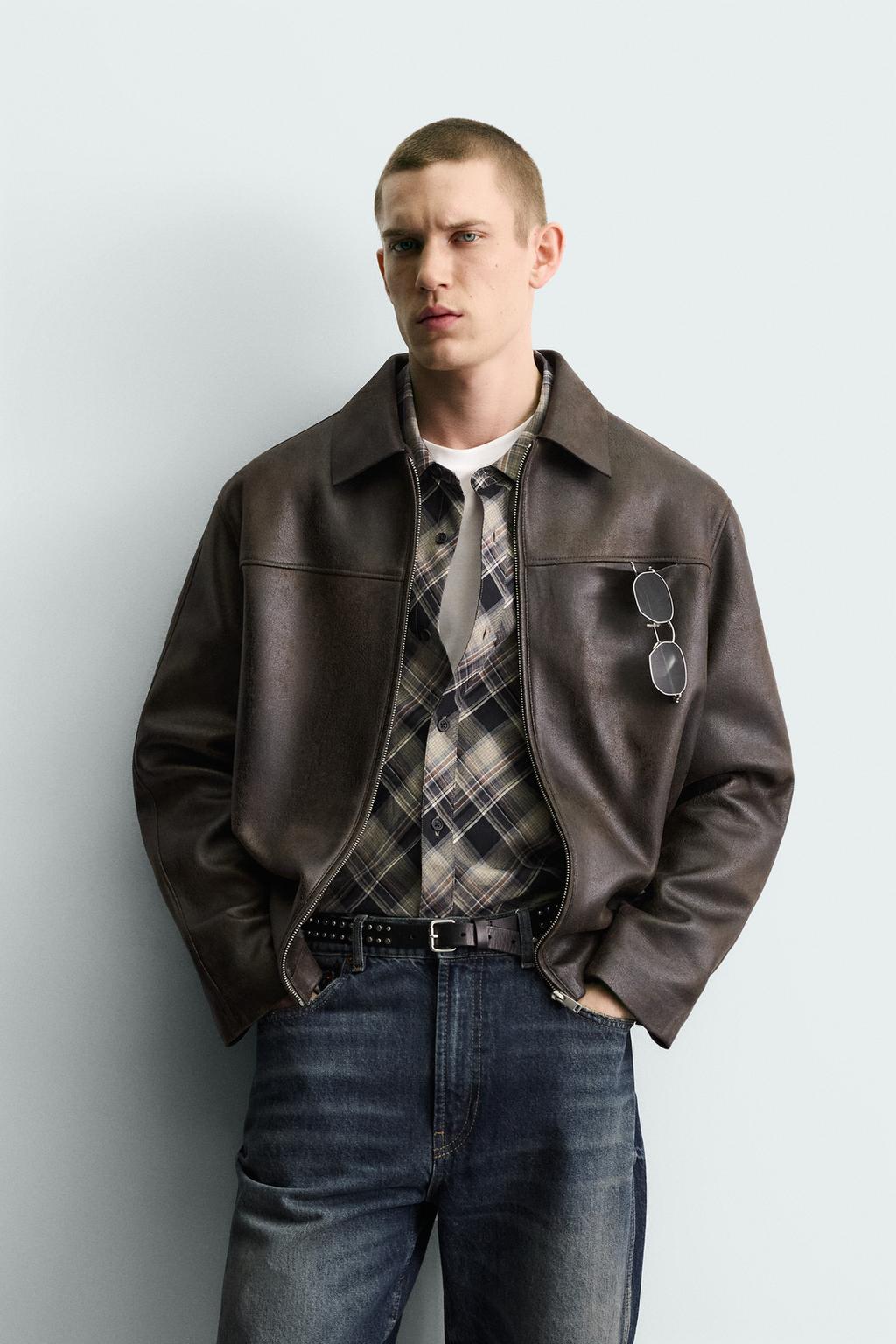 КУРТКА ИЗ ИСКУССТВЕННОЙ КОЖИ С ЭФФЕКТОМ ПОТЕРТОСТИ