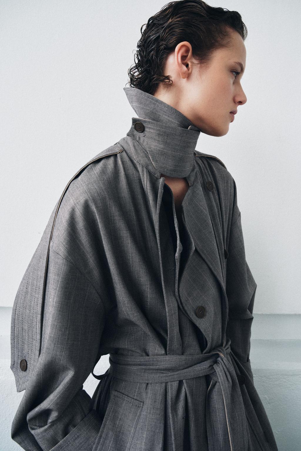 КОМБИНИРОВАННЫЙ ТРЕНЧ В КЛЕТКУ — ZW COLLECTION LIMITED EDITION