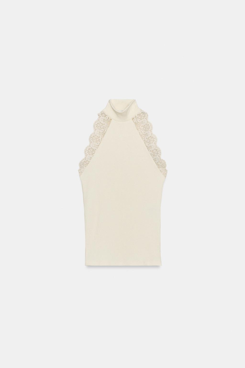 ФУТБОЛКА В РУБЧИК С КРУЖЕВОМ