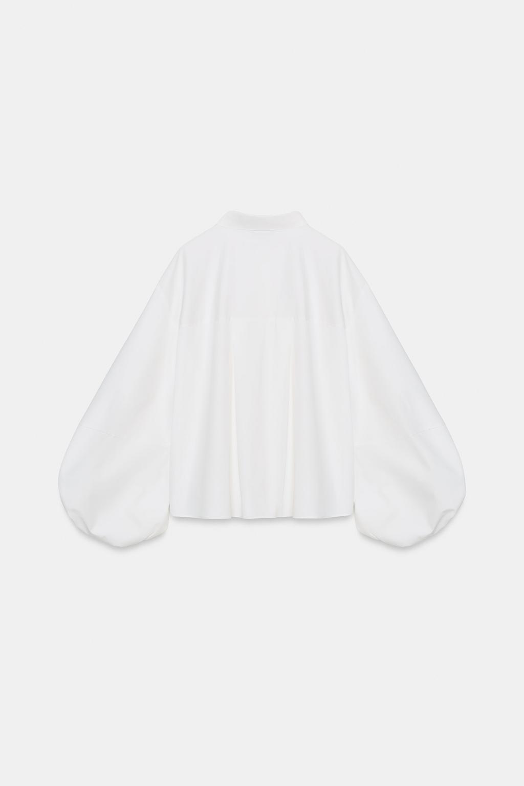 РУБАШКА ИЗ ПОПЛИНА С ОБЪЕМНЫМИ РУКАВАМИ
