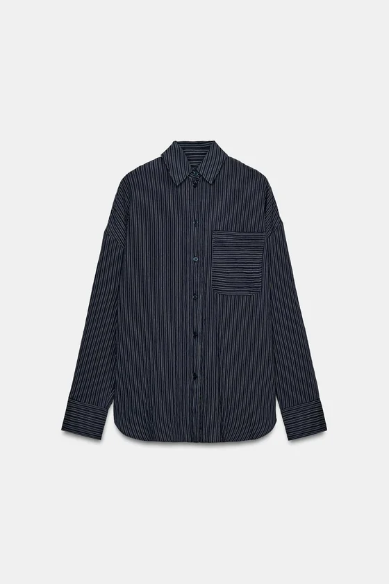 РУБАШКА ИЗ СТРУЯЩЕЙСЯ ТКАНИ В ПОЛОСКУ — ZW COLLECTION