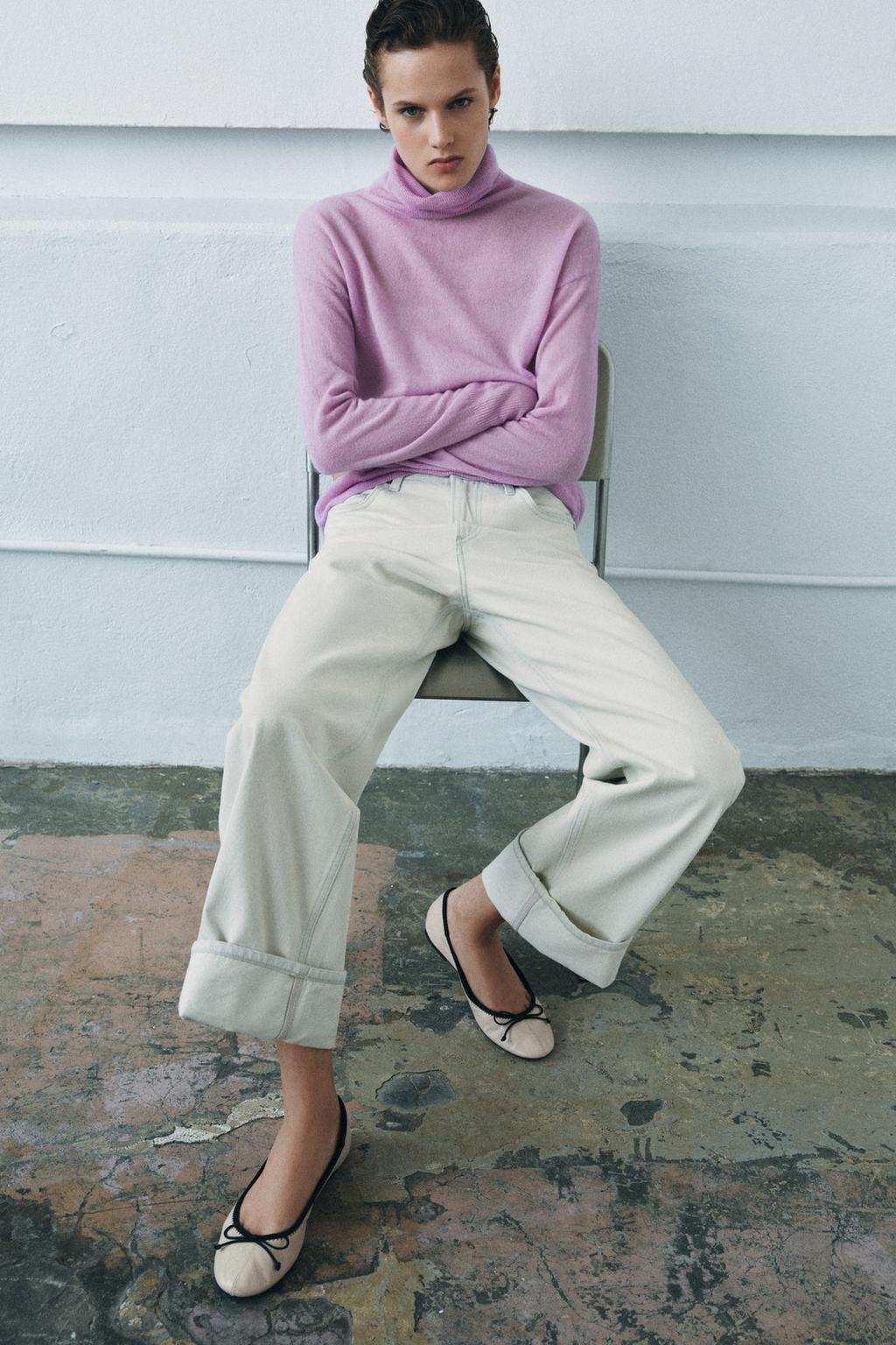 КОЖАНЫЕ БАЛЕТКИ С КОНТРАСТНЫМИ ЭЛЕМЕНТАМИ