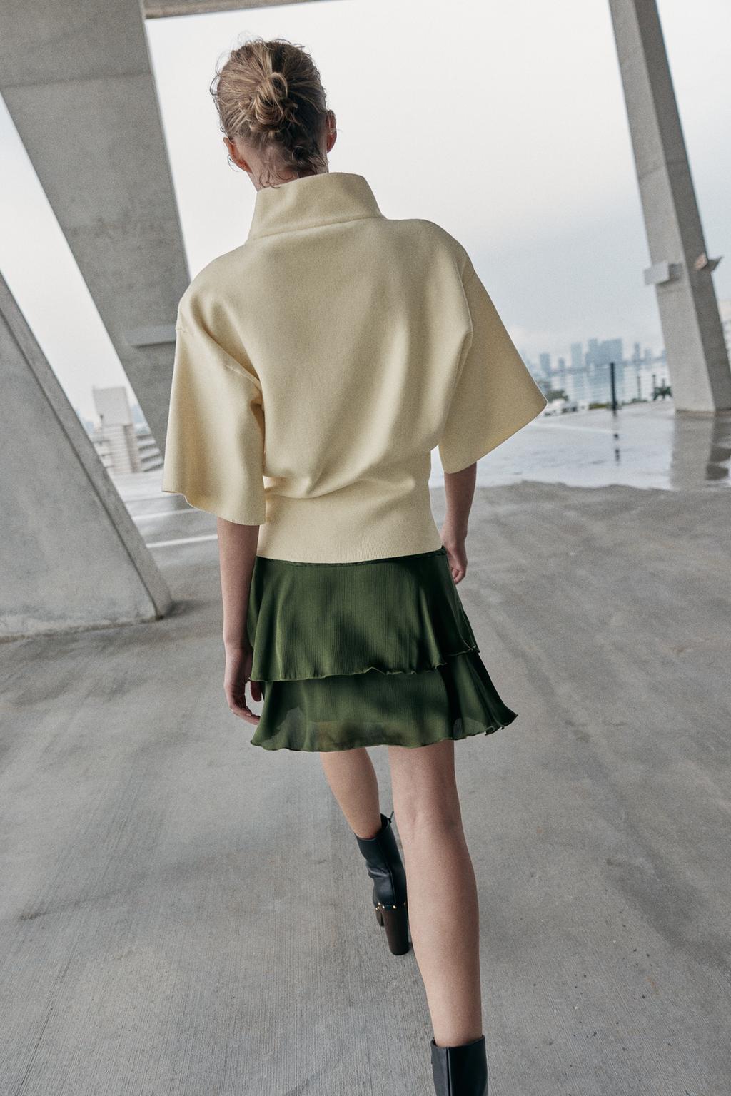 ВЯЗАНЫЙ ДЖЕМПЕР С КОРОТКИМ РУКАВОМ И ПОДПЛЕЧНИКАМИ