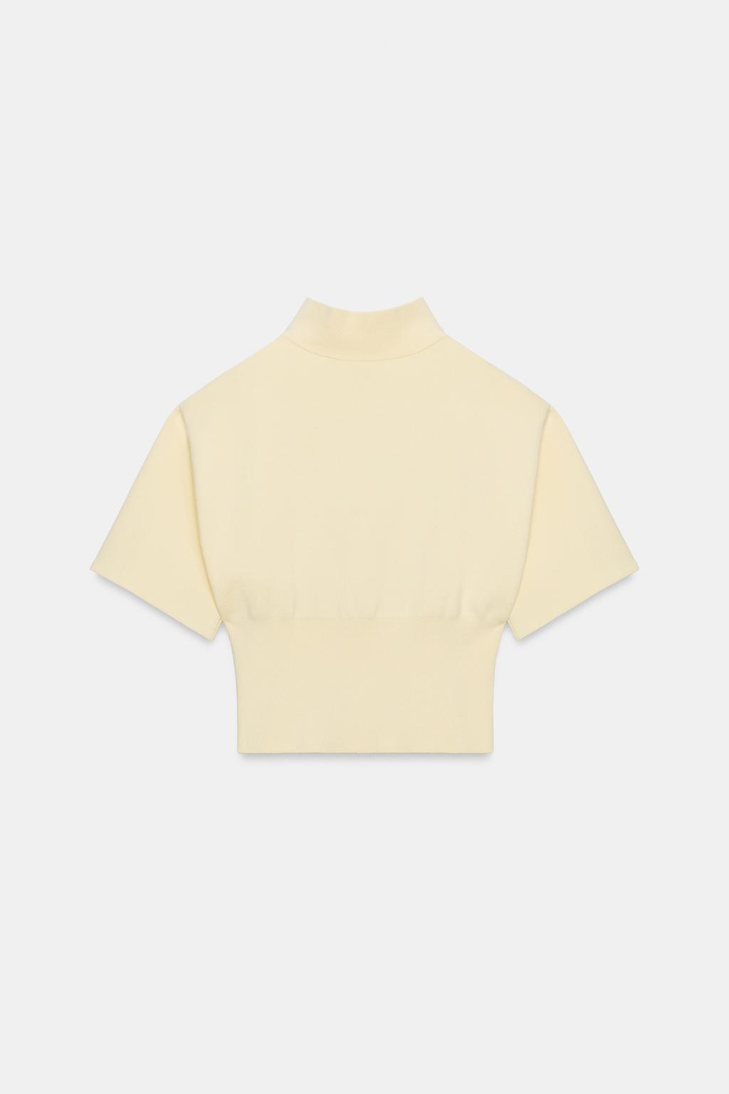 ВЯЗАНЫЙ ДЖЕМПЕР С КОРОТКИМ РУКАВОМ И ПОДПЛЕЧНИКАМИ