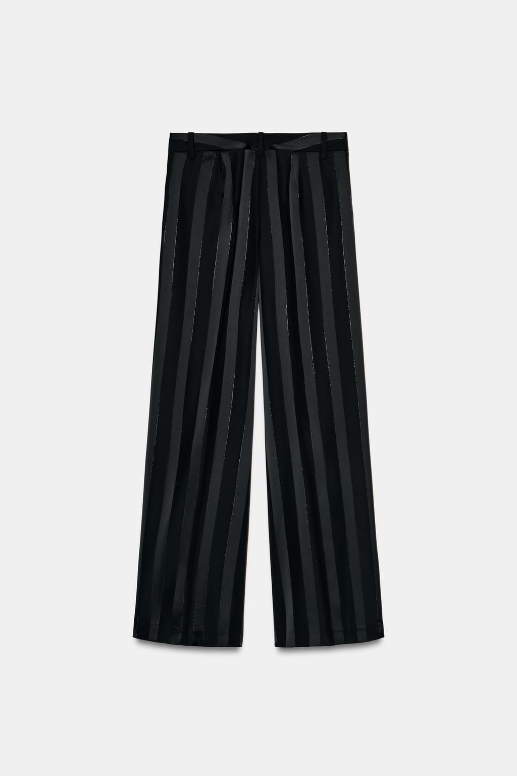 БРЮКИ JACQUARD В ПОЛОСКУ С МЕТАЛЛИЗИРОВАННОЙ НИТЬЮ