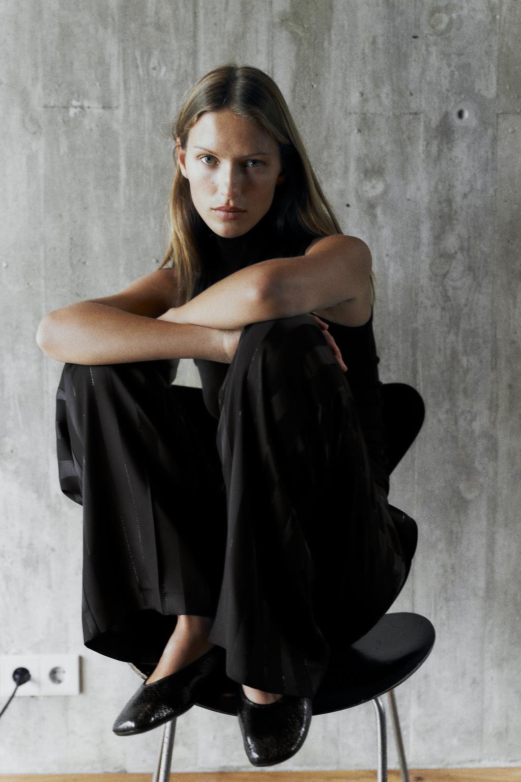 БРЮКИ JACQUARD В ПОЛОСКУ С МЕТАЛЛИЗИРОВАННОЙ НИТЬЮ