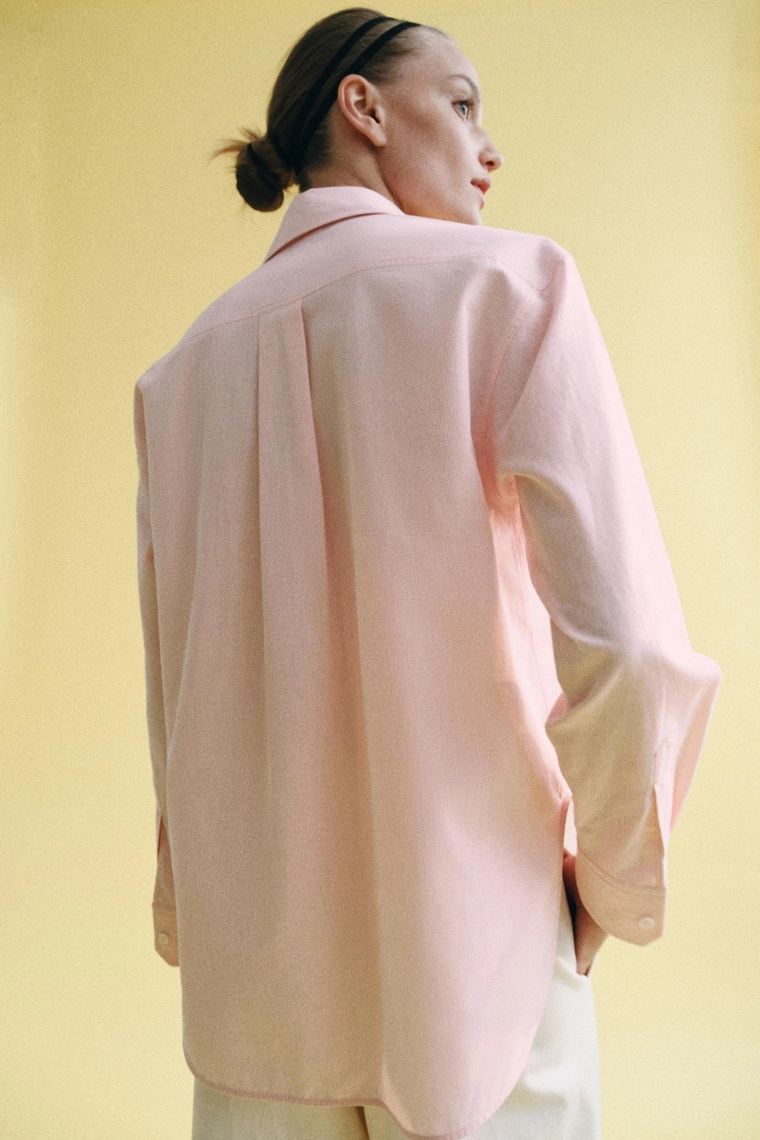 Рубашка в полоску с отстегивающимся воротником коллекции zara woman