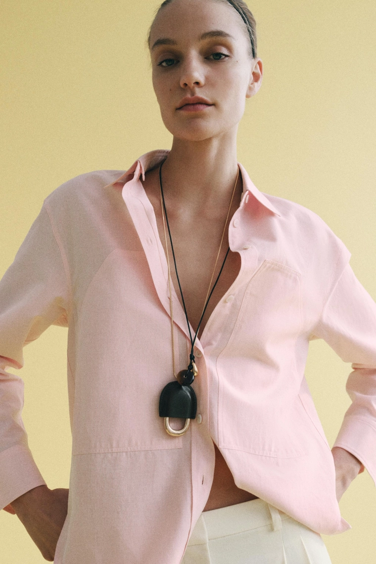 Рубашка в полоску с отстегивающимся воротником коллекции zara woman