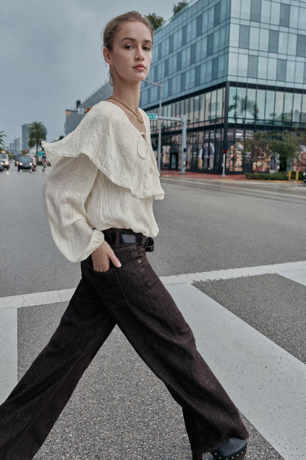 БЛУЗА С ВОЛАНАМИ И КРУЖЕВОМ