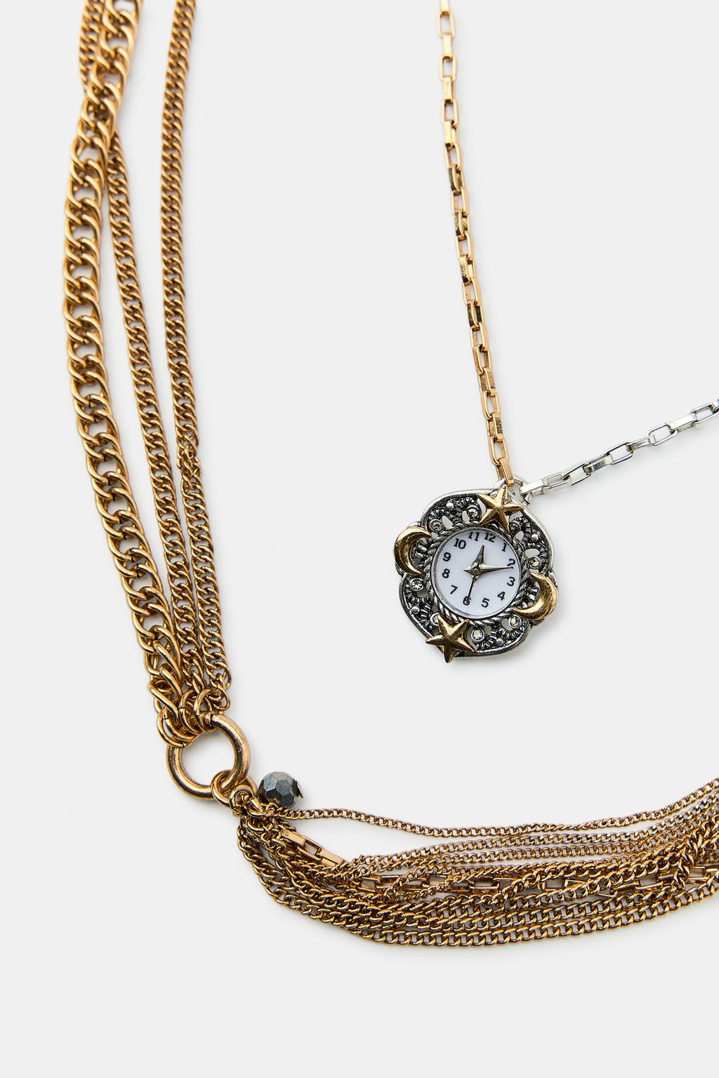 НАБОР ИЗ 3 ОЖЕРЕЛИЙ С ПОДВЕСКАМИ-ЧАСАМИ