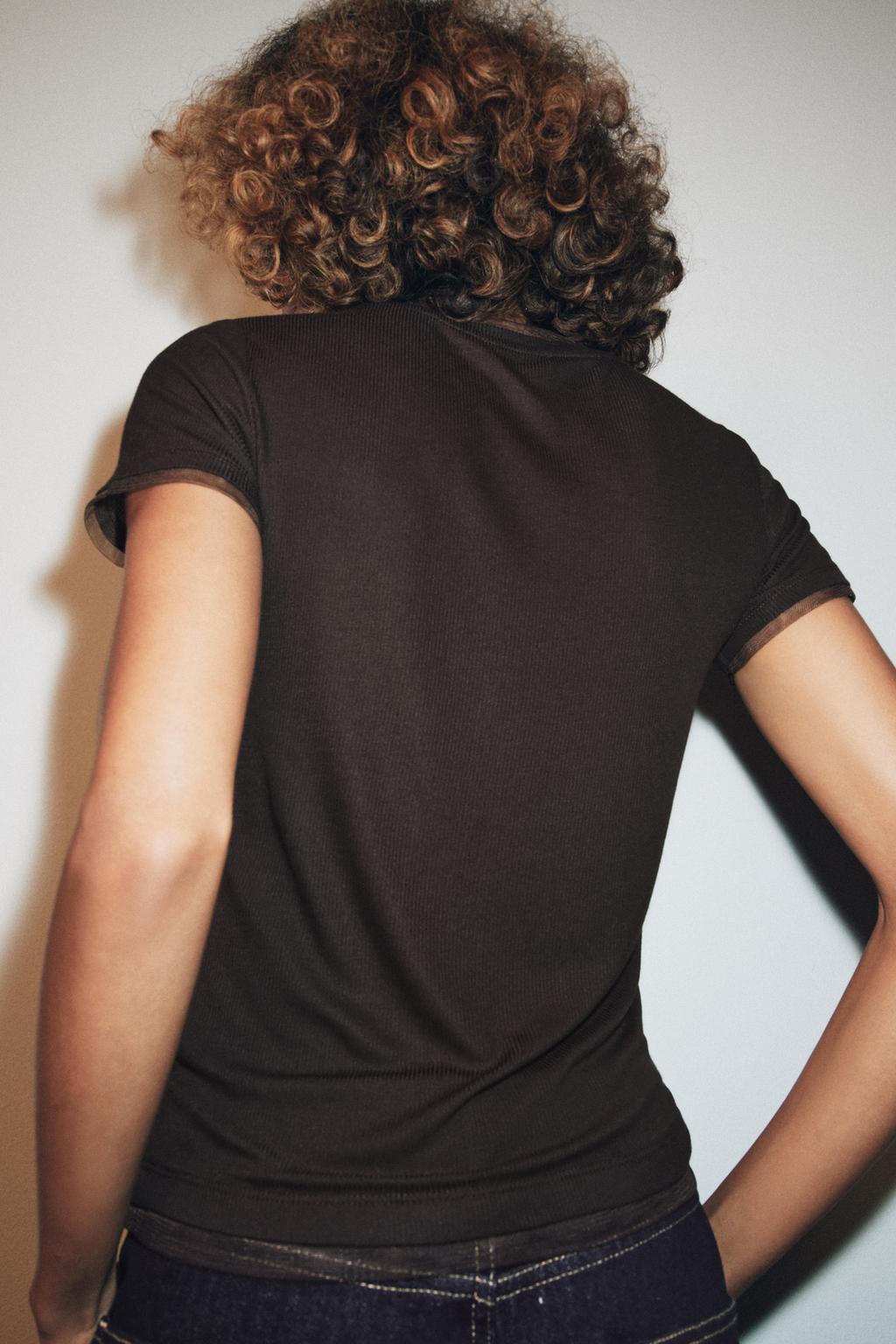 ФУТБОЛКА КОМБИНИРОВАННАЯ С ТЮЛЕМ