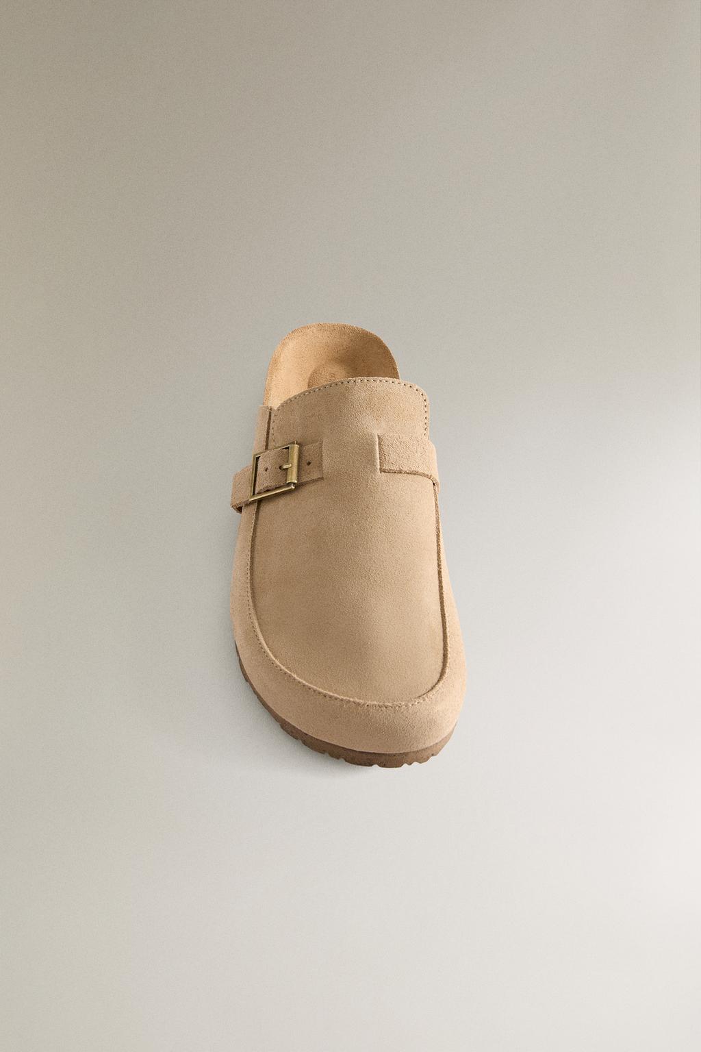 Клоги из кожи с пряжками