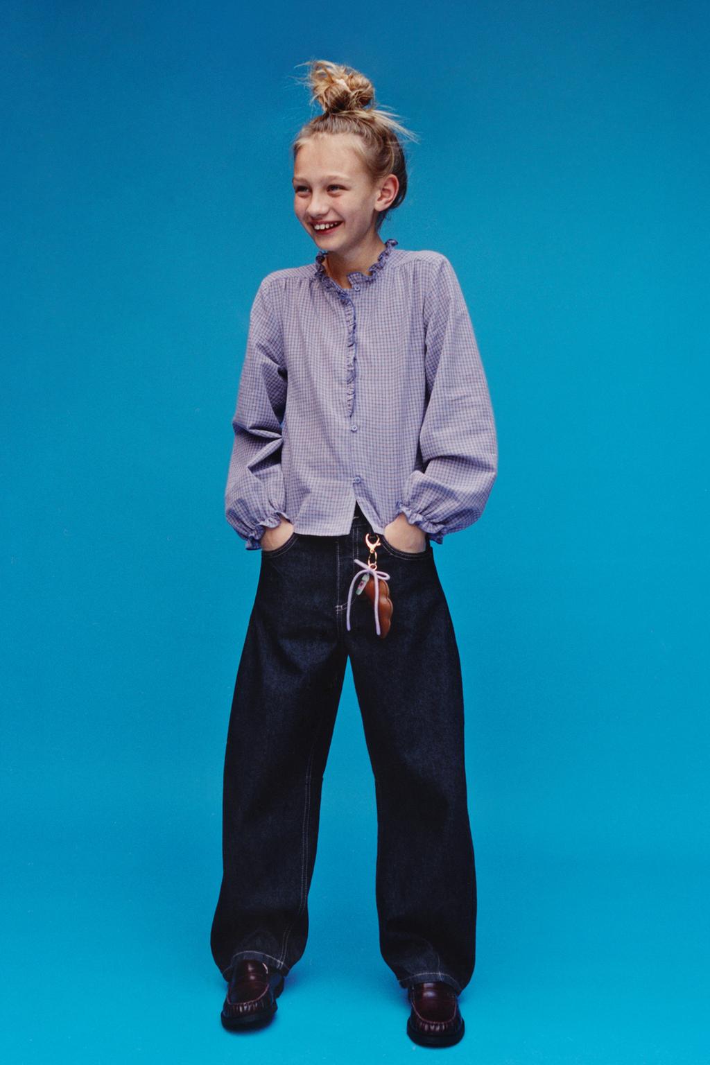 РУБАШКА В КЛЕТКУ С ВОЛАНАМИ