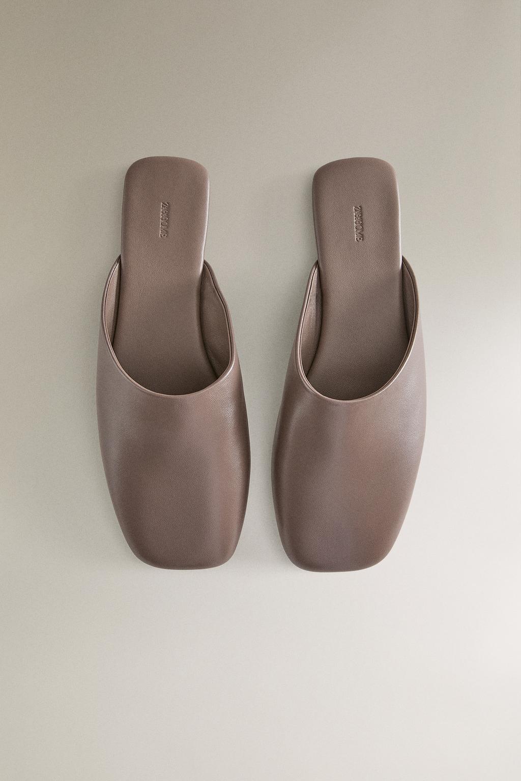 Кожаные сабо с квадратным носком