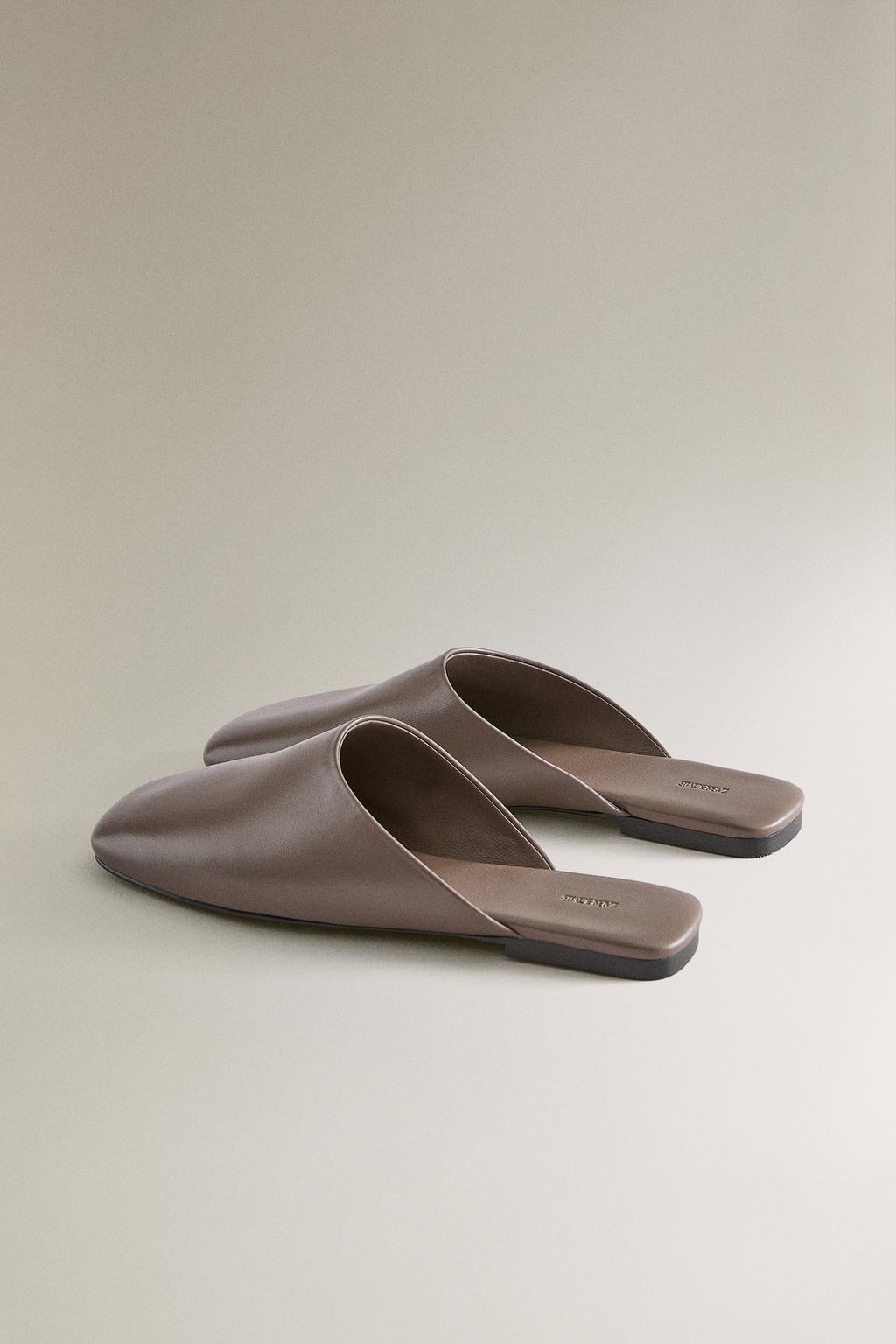 Кожаные сабо с квадратным носком