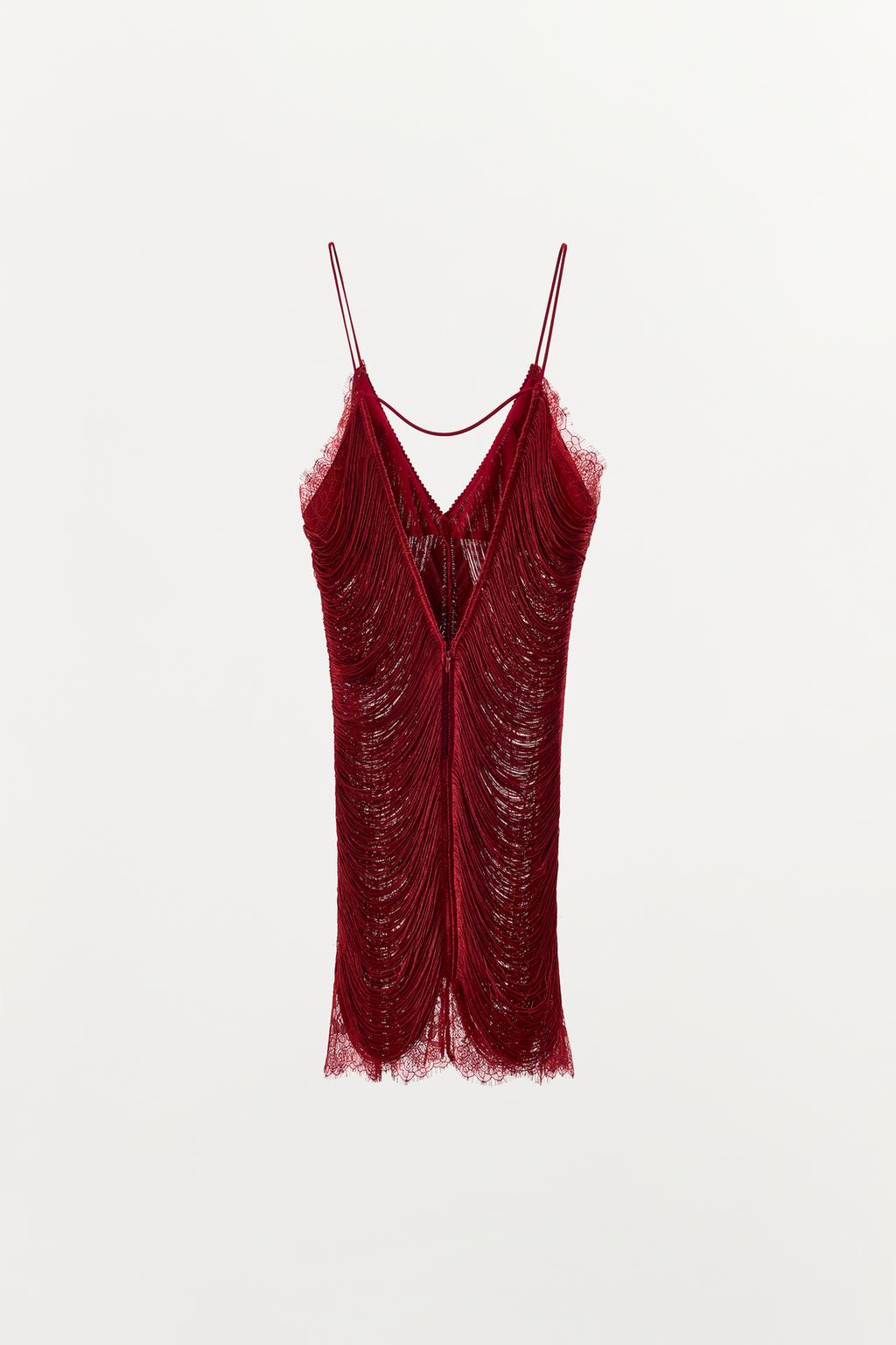 КОРОТКОЕ КРУЖЕВНОЕ ПЛАТЬЕ С БАХРОМОЙ