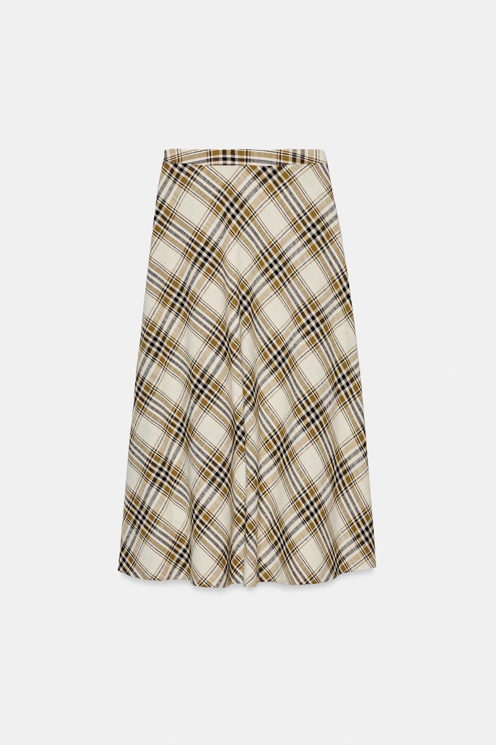 АСИММЕТРИЧНАЯ ЮБКА МИДИ В КЛЕТКУ