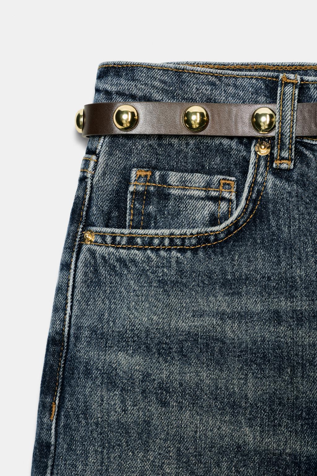 ДЖИНСЫ Z1975 С ВЫСОКОЙ ПОСАДКОЙ, ЗАУЖЕННЫЕ КНИЗУ, С РЕМНЕМ