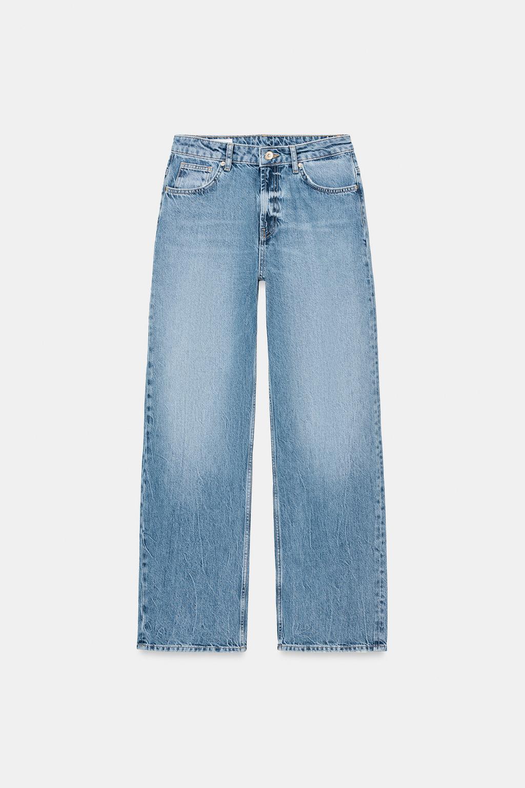 ДЖИНСЫ ПРЯМОГО КРОЯ СО СТРАЗАМИ И СРЕДНЕЙ ПОСАДКОЙ