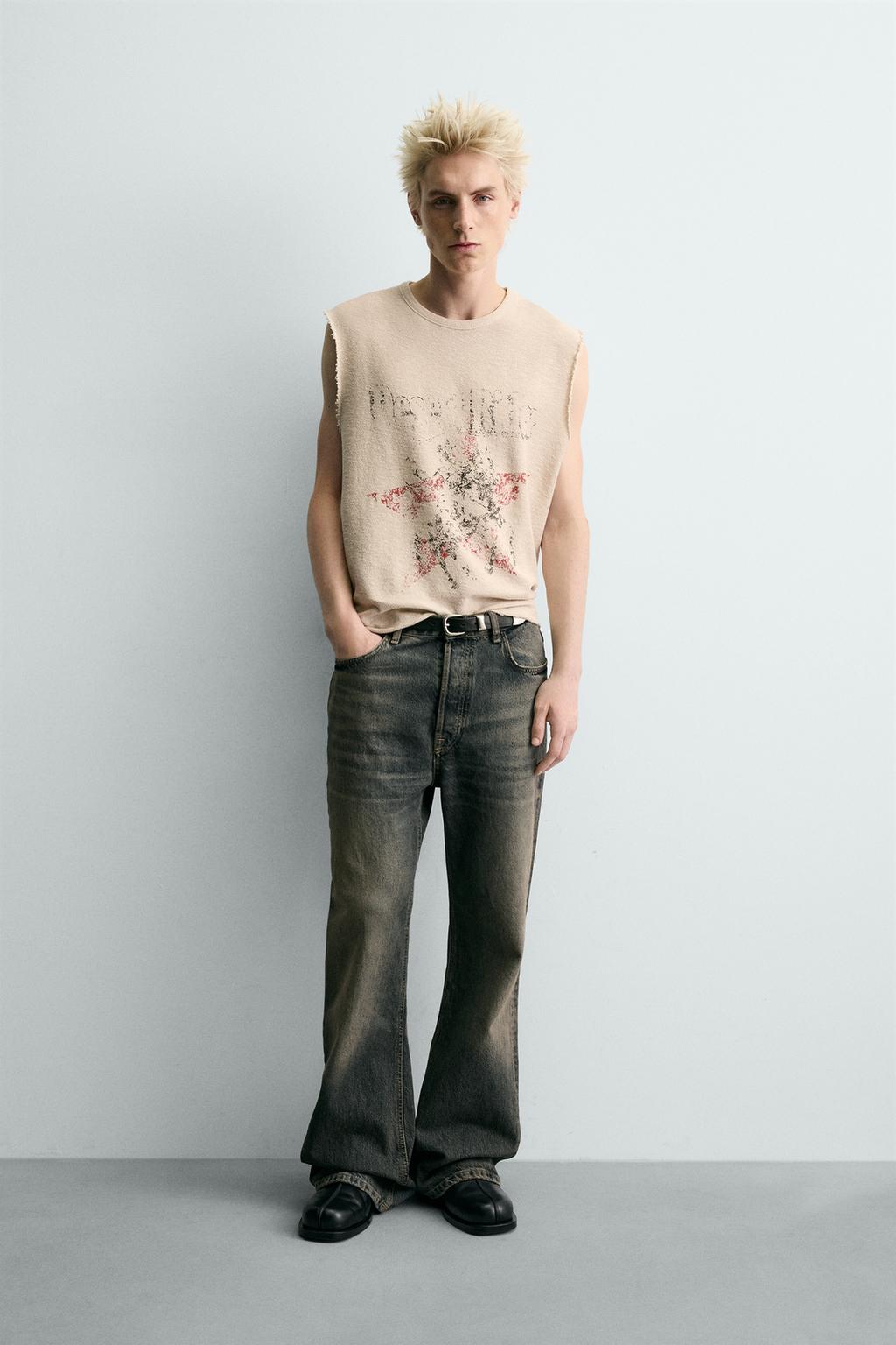 Трикотажная майка с контрастным принтом