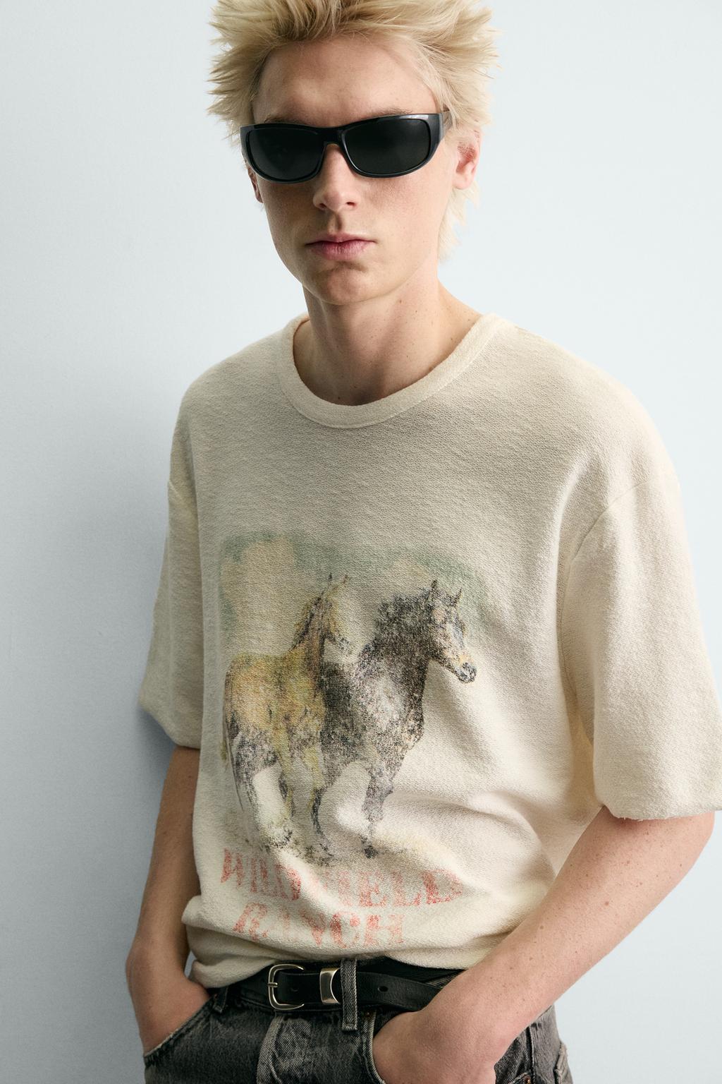 Трикотажная футболка с контрастным принтом