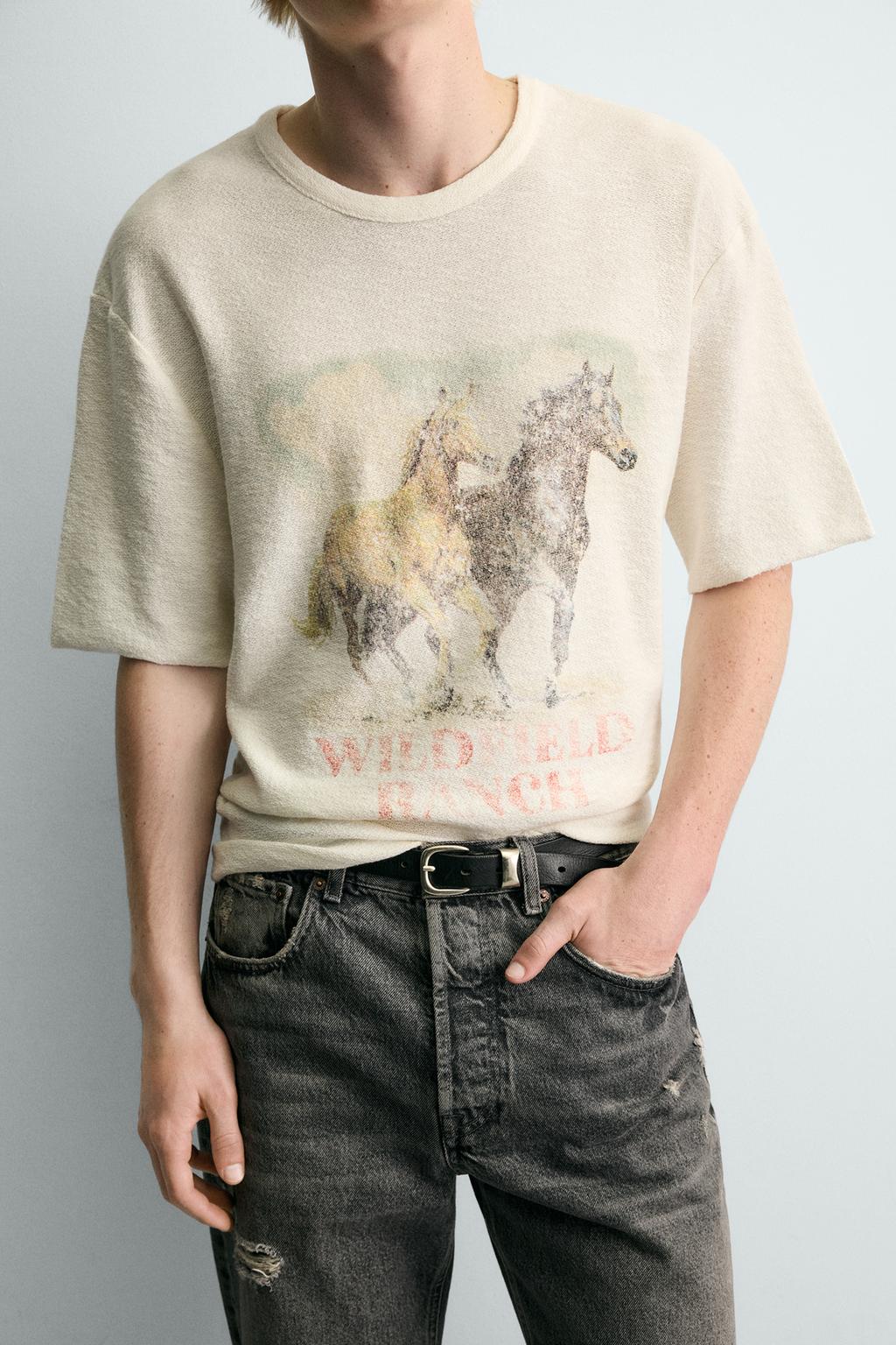 Трикотажная футболка с контрастным принтом