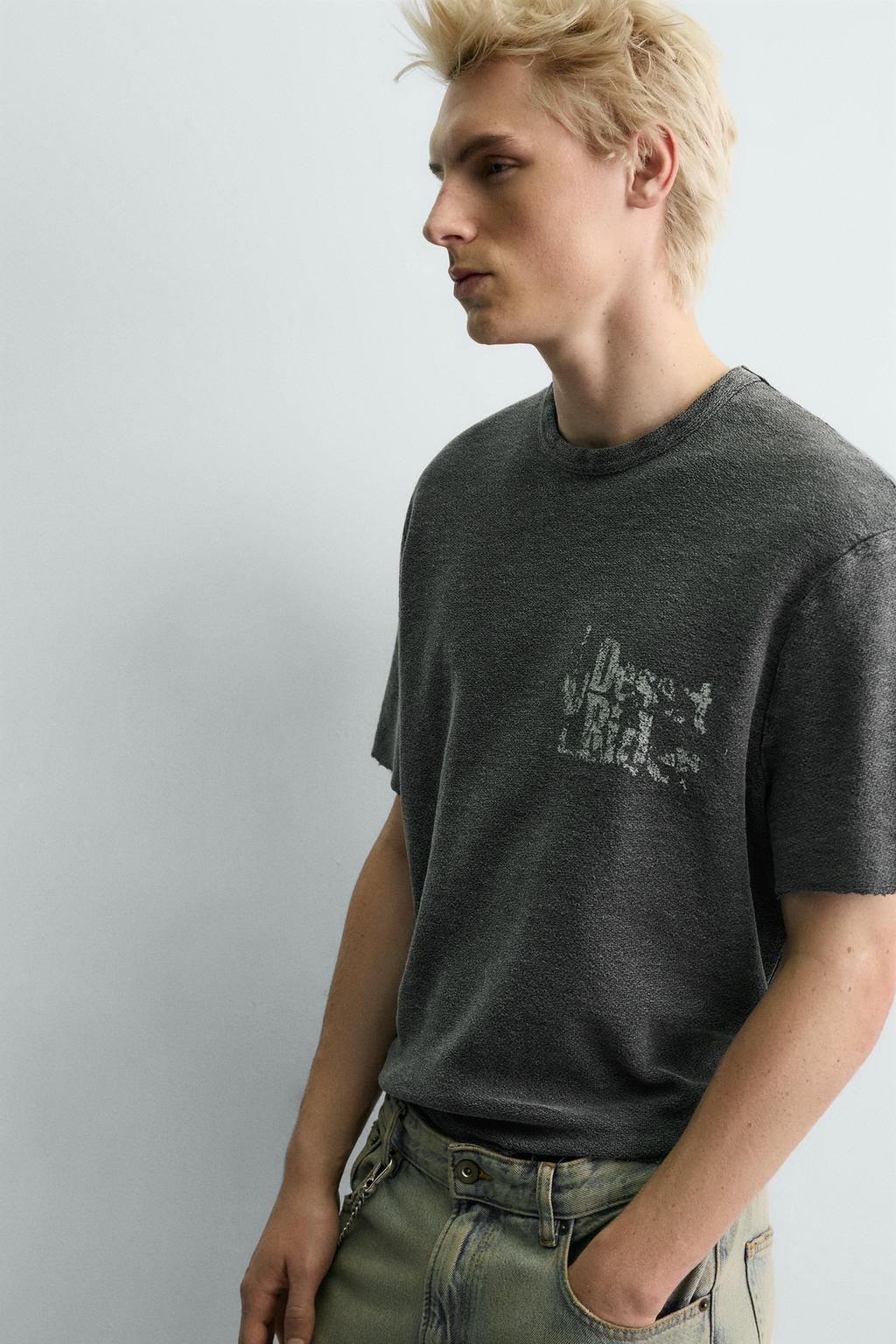 Трикотажная футболка с контрастным принтом