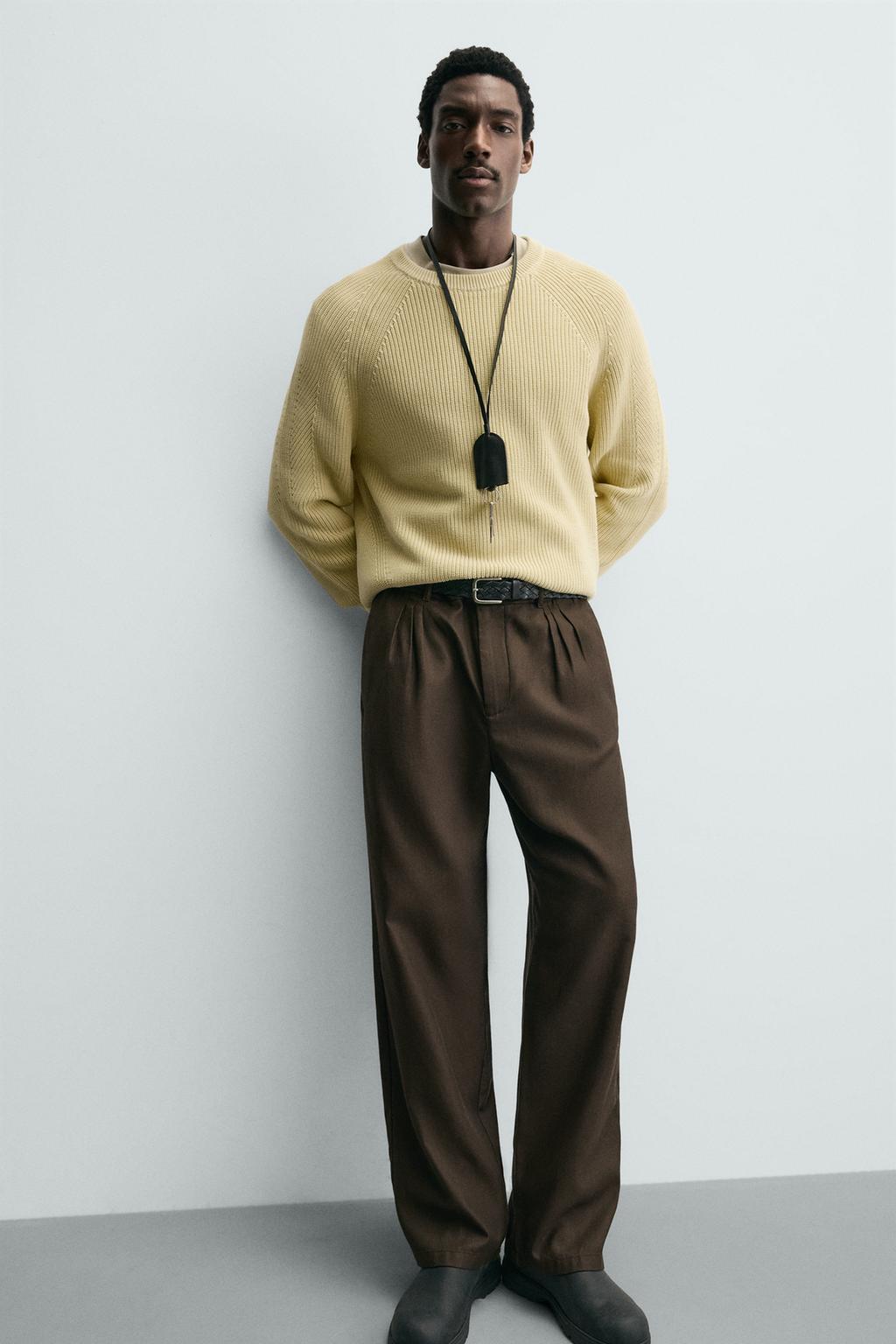 СВИТЕР ИЗ РЕЛЬЕФНОЙ ТКАНИ В РУБЧИК