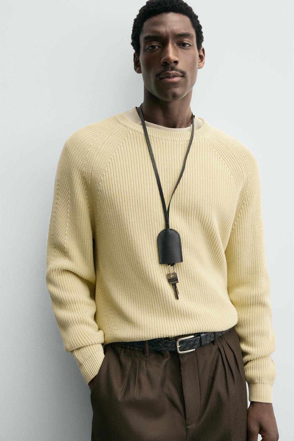 СВИТЕР ИЗ РЕЛЬЕФНОЙ ТКАНИ В РУБЧИК