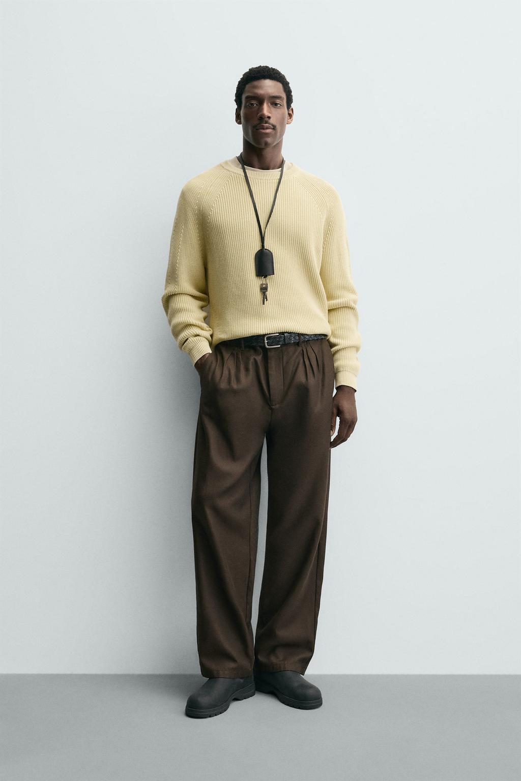 СВИТЕР ИЗ РЕЛЬЕФНОЙ ТКАНИ В РУБЧИК